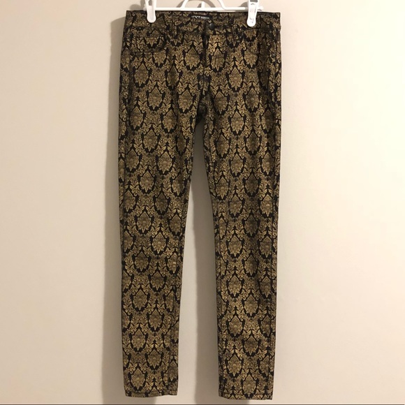 XXI Premium Denim black+gold jacquard skinny jeans - Picture 2 of 10